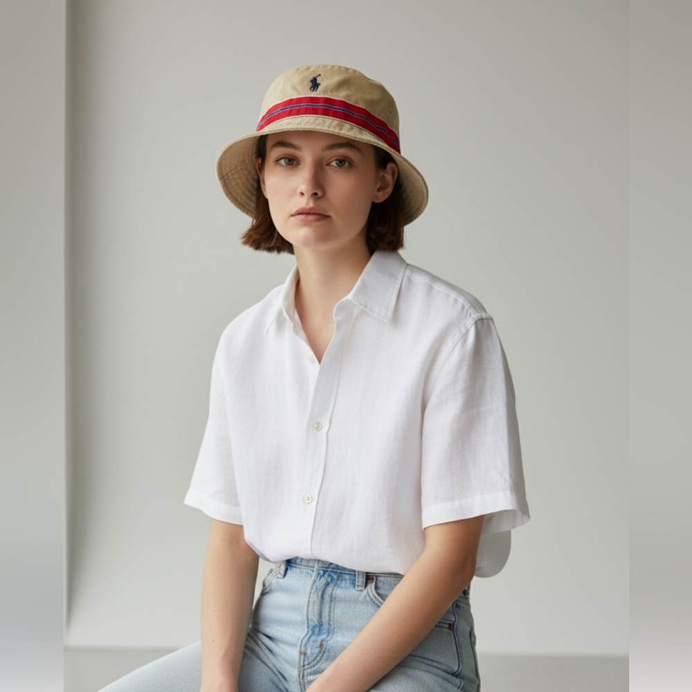 Vintage a Polo bucket hat White bucket hat unisex